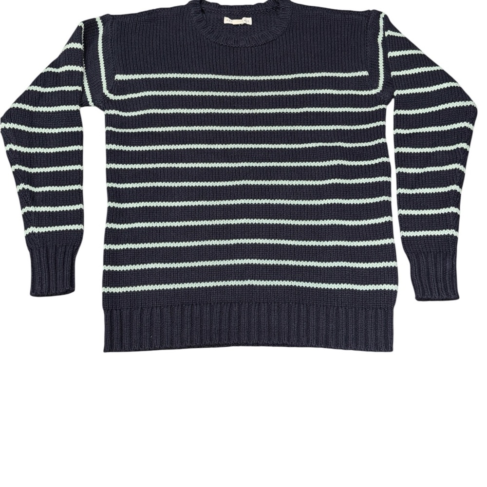 Aeropostale Casual Stripe Long Sleeve Navy Crew Neck Winter Sweater Size S